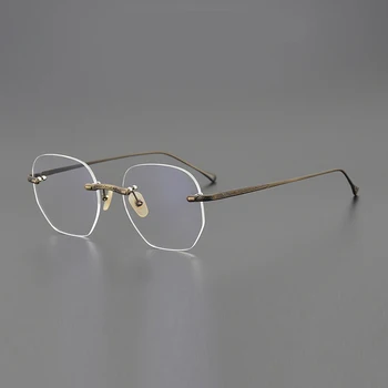 Деловое чтение классические очки для пресбиопии в оправе женские Оптические очки для близорукости модные очки из чистого титана без оправы квадратные очки