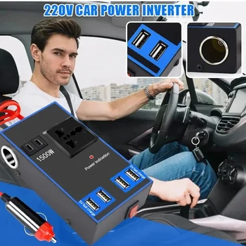 Автомобильный инвертор мощностью 1500 Вт с 12 В 24 В до 220 В Многофункциональный Адаптер Зарядного устройства с 4 USB-разъемами Конвертер