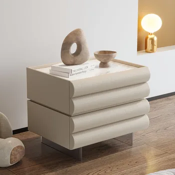Дешевые Выдвижные ящики Прикроватный столик Современная роскошная Японская Белая прикроватная тумбочка Минималистичная мебель из дерева для спальни
