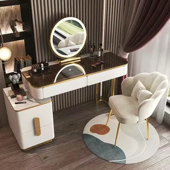 Туалетный столик Light Luxury Rock Board, туалетный столик для спальни, Современный минималистичный шкаф для макияжа, Комоды для спальни, Мебель