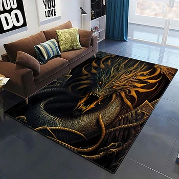 Ковер с рисунком 3D дракона в гостиной, коврик для спальни, кухонный нескользящий матовый коврик, коврик для детской спальни.