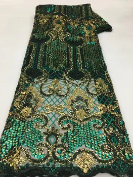 Высококачественная Африканская кружевная ткань 2023 Французская Сетка Ткань с пайетками Швейное Платье Вышитое Кружево Тюль Нигерийская Кружевная Ткань VXX5602