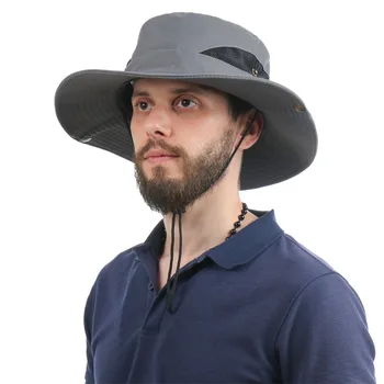 Уличные сетчатые дышащие рыбацкие шляпы для мужчин, летняя защита от ультрафиолета, Широкополая однотонная панама, рыболовная шляпа, солнцезащитная кепка