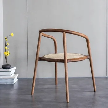 Минималистичный деревянный стул для столовой в скандинавском стиле, Современный Мягкий эргономичный стул из ротанга для отдыха, Уличная мебель Cadeiras De Jantar