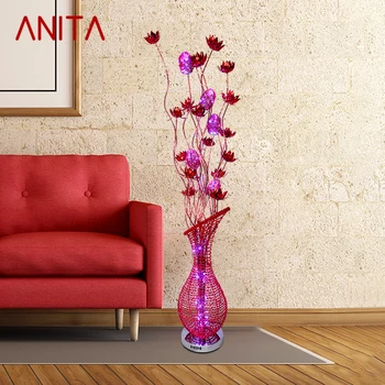 Торшер ANITA Nordic Современное искусство Красный цветок Гостиная Диван спальня Отель светодиодный оригинальный декоративный светильник