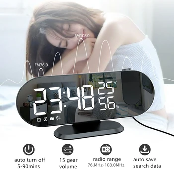 Креативный цифровой будильник Светодиодный проекционный будильник с радио USB зарядкой, Электрические настольные часы, будильник для пробуждения, Домашний декор