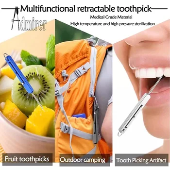 Мини-квадратная зубочистка из титанового сплава для чистки зубов, Походные принадлежности, Подарочный инструмент для сбора фруктов, инструмент для распаковки