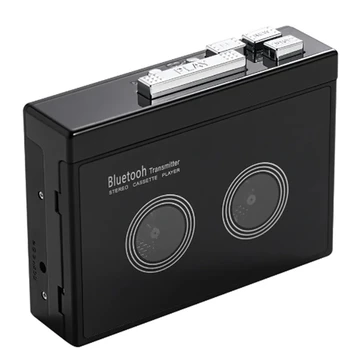 1 ШТ. Черный Ретро стереокассетный проигрыватель, Черная пластиковая кассета Walkman, Музыкальный аудиокассет, автоматический реверс с Bluetooth