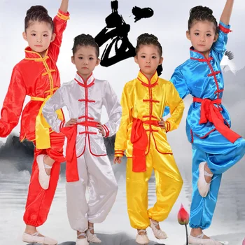 Одежда Для выступлений по китайским традиционным боевым искусствам, детская одежда для выступлений по тайцзи с коротким рукавом