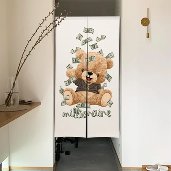Забавное Животное Дверная Занавеска Норен Милый Медведь Тигр Шторы Гостиная Спальня Дверной Проем Перегородка Кафе Кухня Входная Занавеска