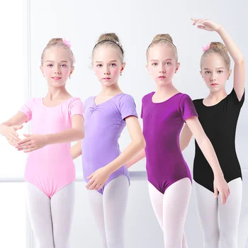 Гимнастическая балетная одежда для маленьких девочек, танцевальная одежда, боди, черный танцевальный хлопковый боди для танцев