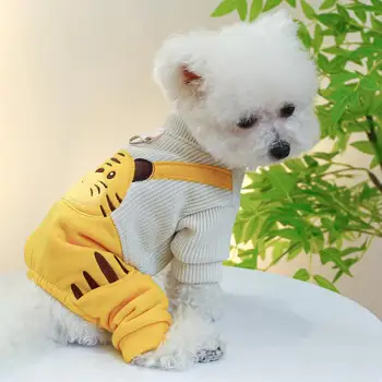 Привлекательная одежда для домашних животных, костюмы для собак для специальных мероприятий, стильные дышащие комбинезоны для домашних животных, милые желтые штаны с тигровым нагрудником для собак