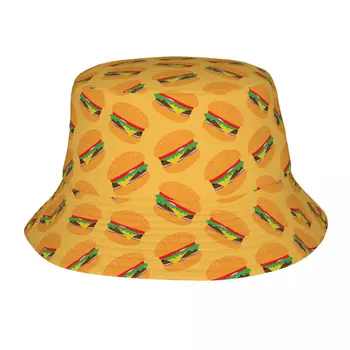 Унисекс Гамбургер Вкусная Еда Шляпы-ведра Персонализированные Летние Дорожные Пляжные Шляпы