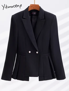Модный формальный блейзер Yitimuceng для женщин, новая Корейская мода, офисная женская куртка с разрезом, пальто, осень-зима 2023 г.