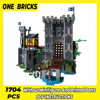 Строительные блоки Moc, модель крепости, замок синего рыцаря, технические кирпичи, строительные игрушки для детей, подарки к празднику