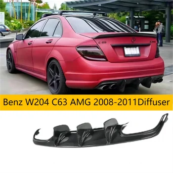 Диффузор заднего бампера из углеродного волокна FRP для Mercedes Benz W204 C63 AMG C300 Sport 2008- 2011, Спойлер для губ, обвес
