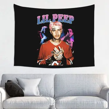 Рэпер Lil Peep 90-х, Гобелен, Настенный принт, Полиэфирный настенный гобелен, Фантазийное настенное одеяло, декор для общежития, настенная ткань