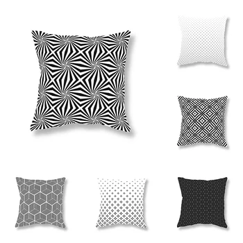 Простая модная черно-белая геометрическая наволочка для дивана, украшение комнаты, офиса, игрового кресла, наволочка для украшения дома