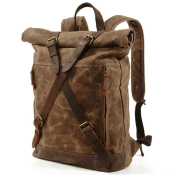 Новые роскошные Винтажные холщовые рюкзаки для мужчин, холст, масло, воск, Кожаный рюкзак для путешествий, Большие водонепроницаемые рюкзаки, Ретро-рюкзак