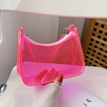 Модная винтажная женская желеобразная однотонная прозрачная сумка под мышку, повседневные женские сумки-бродяги, кошелек, модная сумка для мобильного телефона, наплечная сумка