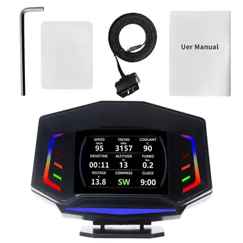 Головной дисплей автомобиля, головной дисплей для лобового стекла автомобиля, Obd2-датчик, цифровой GPS-спидометр с тестом ускорения, тест тормозов.