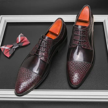 Мужские туфли-дерби в британском деловом стиле, мужские кожаные коричневые мужские туфли, свадебные мужские туфли, вечерние туфли-оксфорды, бесплатная доставка