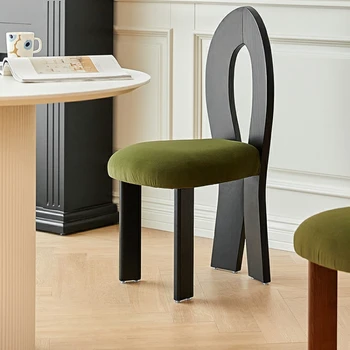 Легкое роскошное компьютерное кресло, обеденный стул из дерева в стиле ретро, мебель для гостиной с высокоэластичной губкой, Креативный стул для туалетного столика со спинкой