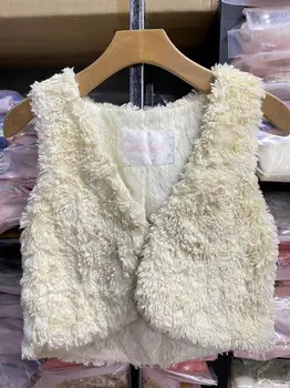 Оригинальная зимняя шуба из искусственного меха японской Лиз Лизы, Кружевная верхняя одежда из плотного бархата, жилет