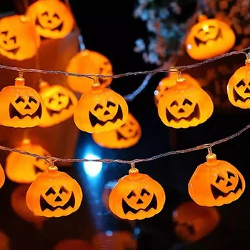 Гирлянды на Хэллоуин, светодиодные тыквенные огни, праздничные огни для наружного декора, тыквенные огни, украшения для вечеринки в честь Хэллоуина