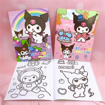 Книжка-раскраска Sanrio Kuromi, Милая мультяшная копия, Граффити, головоломка, Книжка-раскраска для учащихся детского сада формата А4. Призы