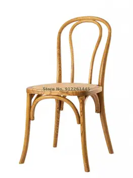 Стул из цельного дерева, домашний обеденный стул, табурет, складной стул с изогнутой деревянной спинкой, стул для макияжа, простой плетеный стул для отдыха на балконе