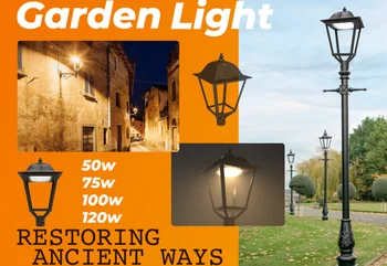 Горячее Надувательство 50w 75w 100w 120w LED Европейская Лампа Classic Post Top Vintage Antigue Garden Street Light Old