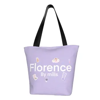 Сумка для покупок Florence By Mills, холщовая сумка для покупок с кавайным принтом, сумка через плечо, большая вместительная Моющаяся сумка