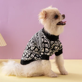 Новая роскошная дизайнерская одежда для собак Свитер для собак Зимняя утолщенная модная одежда для домашних животных Французский Бульдог Такса Пальто для домашних животных Куртка Щенок