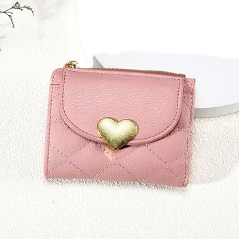 Женский кошелек Модный короткий кошелек из искусственной кожи с застежкой-молнией, женские кошельки, деньги, монета, Держатель для удостоверения личности, сумка для девочек, милая розовая сумка-кошелек
