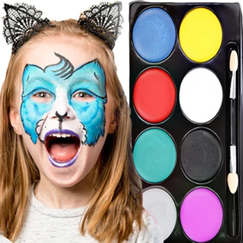 8 Цветов Боди-арта, Масляная краска для лица, Палитра макияжа, легко моется, Нетоксичен, Безопасен для детей и взрослых, Пигментный макияж для вечеринки на Хэллоуин