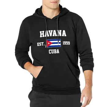 Мужские и женские толстовки Cuba EST.1959 Havana Capital, пуловер с капюшоном, хип-хоп толстовка, хлопок, унисекс