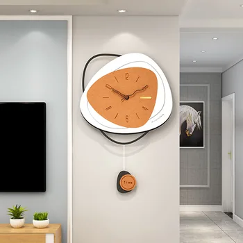 Персонализированные Простые настенные часы с маятниковым Бесшумным механизмом Настенные часы большого размера в скандинавском стиле Wandklokken Decoration Home WW50WC