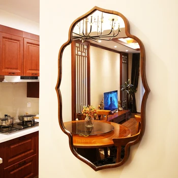Винтажная зеркальная стена из дерева Для макияжа Эстетичная Ванная комната Винтажная спальня Прихожая Антикварное зеркало в макраме Biglustro Наклейка на стену Декор