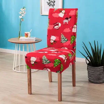 Эластичный чехол для обеденного стула с рождественским принтом, современный съемный защитный чехол для кухонного сиденья, эластичный чехол для стула для банкета