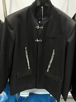 TD9025 Модные мужские Пальто и куртки 2023 для подиума из полупрозрачной жаккардовой сетки, новый китайский летний свободный костюм на шнуровке