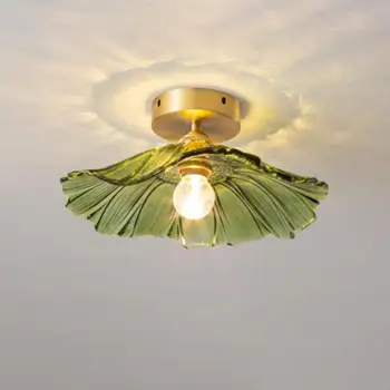 Креативный Стеклянный Потолочный Светильник Lotus Leaf Простой Современный Декоративный Светильник Для Крыльца Креативный Стеклянный Потолочный Светильник Для Балкона