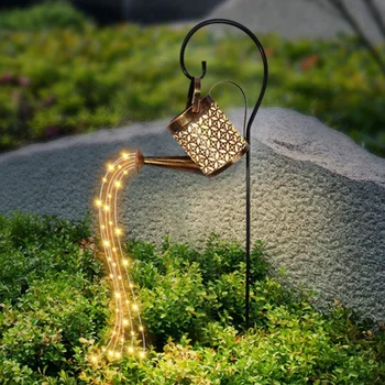 Солнечная лейка, Подвесная лампа с водопадом, Водонепроницаемый декор для сада на открытом воздухе, крыльцо, лужайка, Пейзаж заднего двора, Солнечная светодиодная лампа