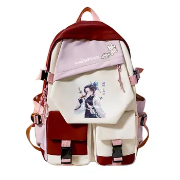 Модный рюкзак Demon Slayer Kimetsu No Yaiba, холщовая сумка, школьные сумки Kochou Shinobu, дорожная сумка для девочек, записная книжка для косплея, Студенческий ноутбук