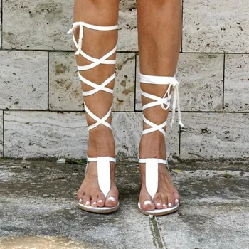Sandalias De Mujer Персонализированная женская обувь Летние Европейские Американские Новые сандалии на тонком ремешке Повседневные сандалии на плоской подошве Большие Римские туфли