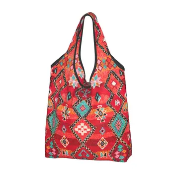 Красная хозяйственная сумка в марокканском стиле восточного наследия берберского цвета, женская сумка-тоут, портативные сумки для покупок в богемном племенном стиле