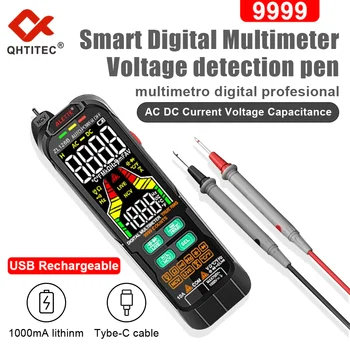 QHTITEC Цифровой Мультиметр NCV AC DC Детектор Напряжения Тока Ручка True RMS Емкость Температура USB Зарядка Автоматический Диапазон Multimetro 128