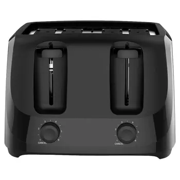 Тостер черного цвета с 6 настройками оттенка и съемным поддоном для крошек