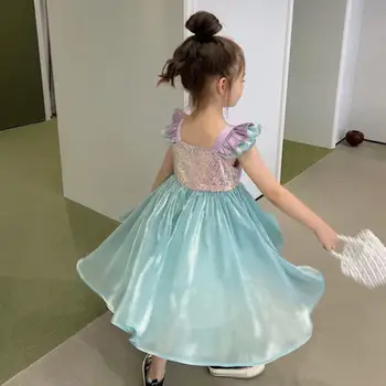 Элегантное платье принцессы для девочек, детская одежда без рукавов, платья