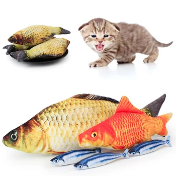 Игрушка для кошек, обучающая развлекательная игрушка, рыба, плюшевая подушка, 20 см, имитирующая рыбу, игрушка для кошек, Рыба, Интерактивные игрушки для домашних животных